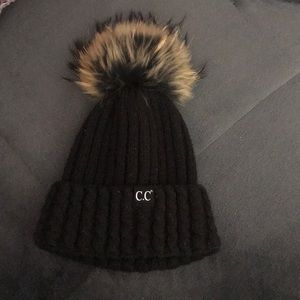 CC boutique black pompom beanie